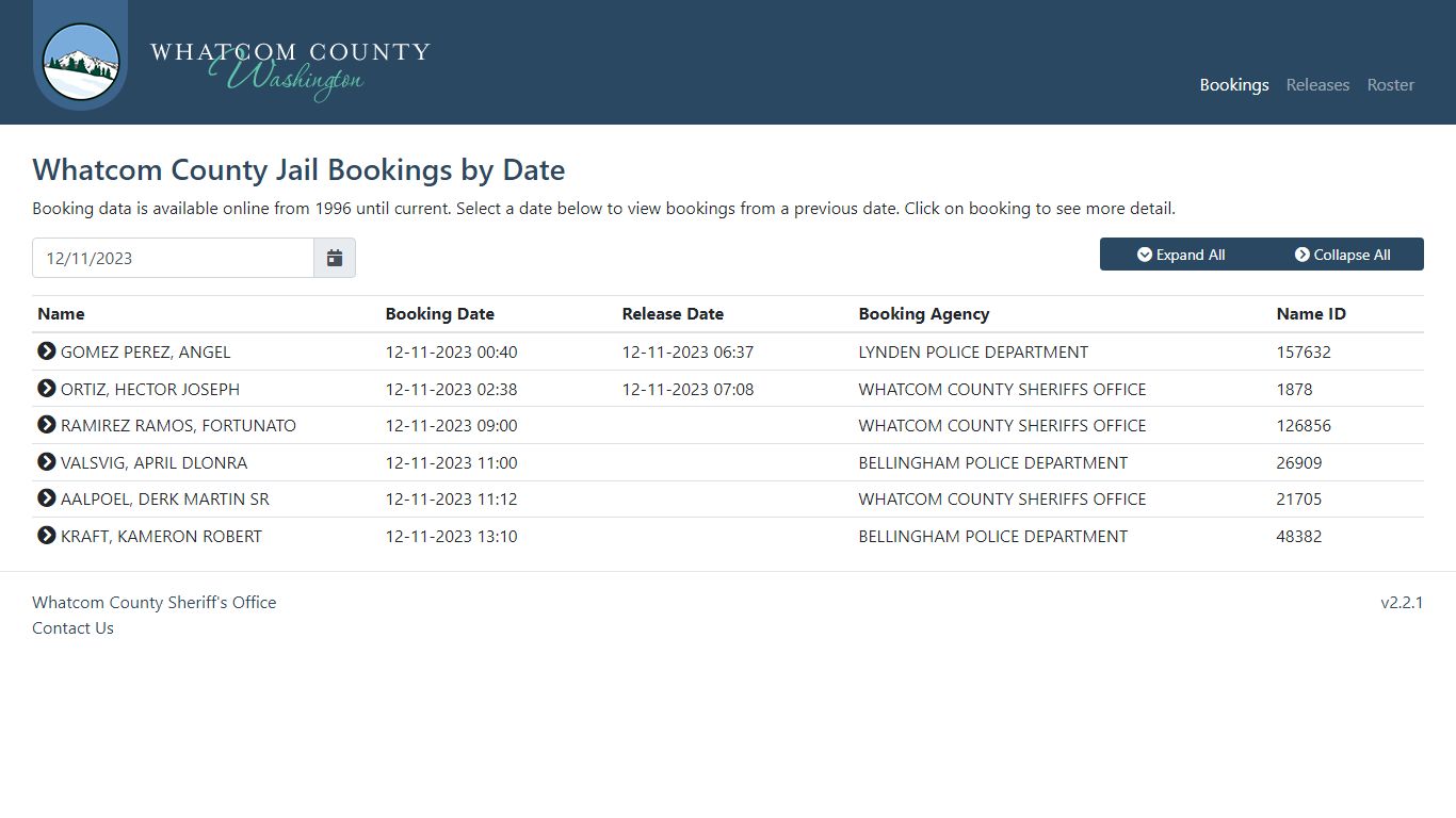 Whatcom County Sheriff's Office | Jail Bookings